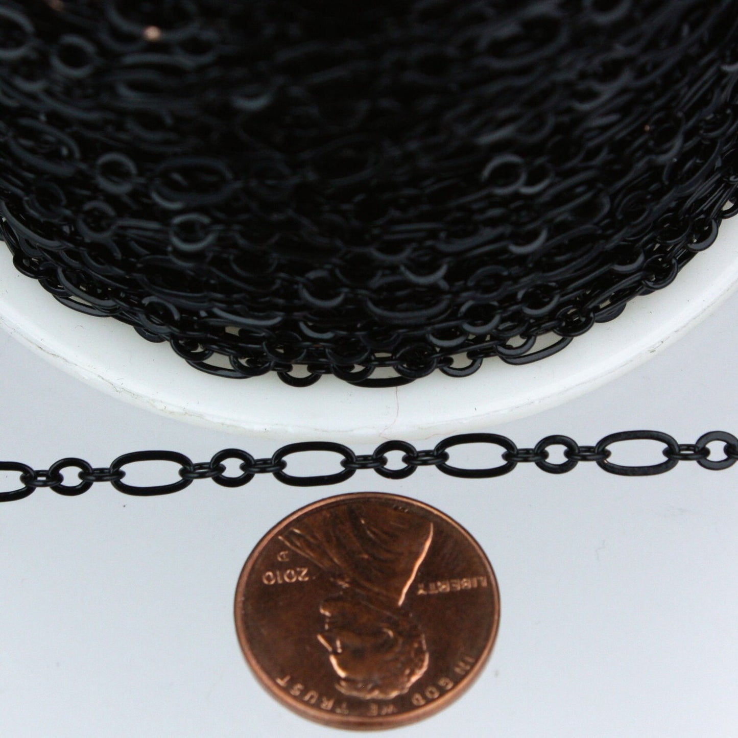Black Bulk Chain, 5 ft of ( 3 and 1 ) Long and Short Chain Flat Cable Chain Necklace Chain 6.3 N 4mm - SOLDERED 3429LS31