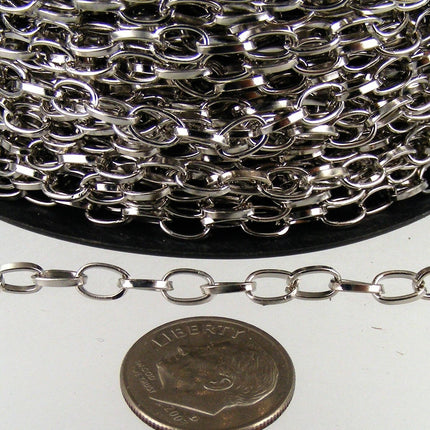 NEW Low Price 5 ft. of Rhodium Plated Drawn Cable Chain - 6.3x3.5mm Unsoldered Link - 6335DR