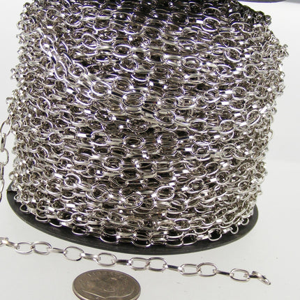 NEW Low Price 5 ft. of Rhodium Plated Drawn Cable Chain - 6.3x3.5mm Unsoldered Link - 6335DR