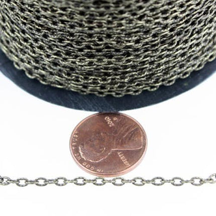 1200ft. of Antique Brass Flat Texture Oval Chunky Cable Chain - 3x2mm Unsoldered- Necklace Bracelet Chain - 32TEX