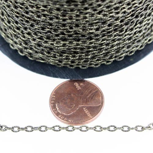 1200ft. of Antique Brass Flat Texture Oval Chunky Cable Chain - 3x2mm Unsoldered- Necklace Bracelet Chain - 32TEX