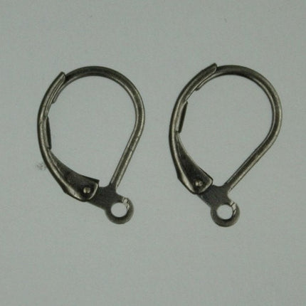 50 Gunmetal Leverback Earrings earwire 10X15mm