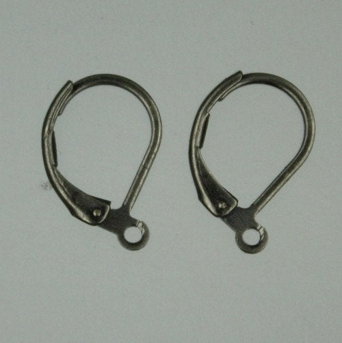 50 Gunmetal Leverback Earrings earwire 10X15mm