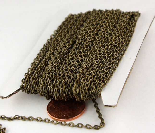 Wholesale Lot 300 feet of Antique Brass Finished Flat Cable Chains - 3x2.2mm unsoldered - 322FLAT