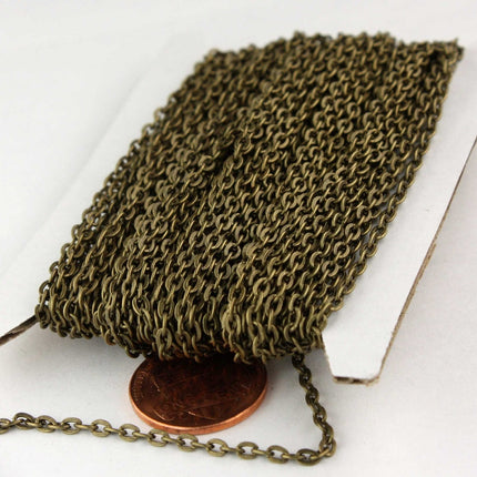 SALE Sale 50 Ft. of Antique Brass Finished Flat Cable Chains - 3x2.2mm unsoldered - 322FLAT