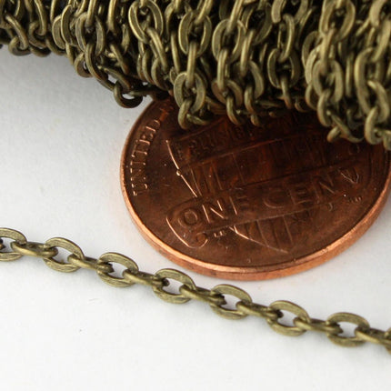 SALE Sale 50 Ft. of Antique Brass Finished Flat Cable Chains - 3x2.2mm unsoldered - 322FLAT