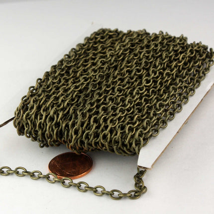32 ft Antique Brass Cable Chain - 4x5mm 19 Gauge (0.9mm) Unsoldered Link - Antique Bronze Heavy Strong Cable Chain - 4519CA