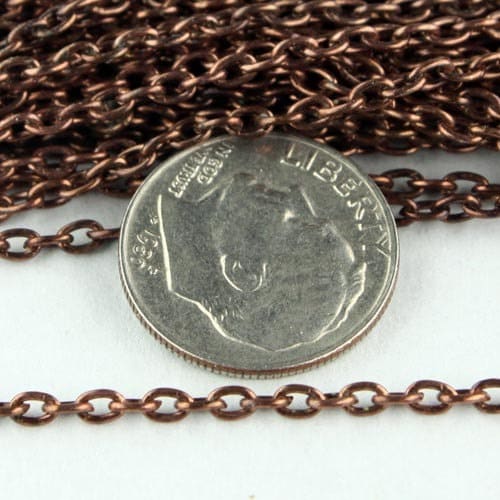 32 feet of Antique Copper Plated Chain Bulk Chain, Round cable chain - 3x2.2mm - unsoldered link - 322CA