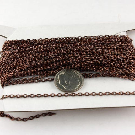 32 feet of Antique Copper Plated Chain Bulk Chain, Round cable chain - 3x2.2mm - unsoldered link - 322CA