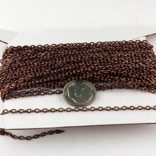 32 feet of Antique Copper Plated Chain Bulk Chain, Round cable chain - 3x2.2mm - unsoldered link - 322CA