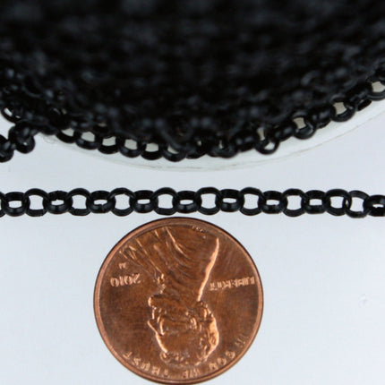 Black Rolo Chain bulk, 12 ft of Rolo Cable Chain 3.8mm - Unsoldered Links - Necklace Wholesale Bulk Jewerly Chain - 38ROLO