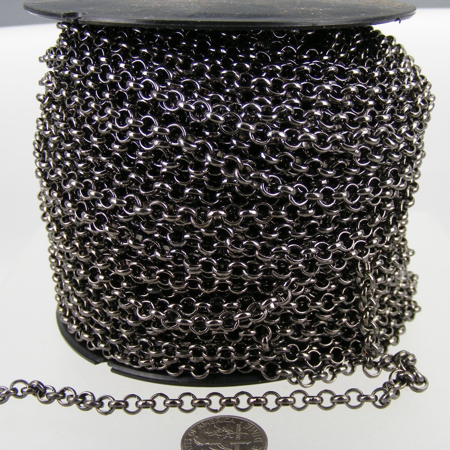Gunmetal Rolo Chain bulk, 5 ft of Rolo Cable Chain 4.7mm - Unsoldered Links -   Wholesale Bulk - 47ROLO