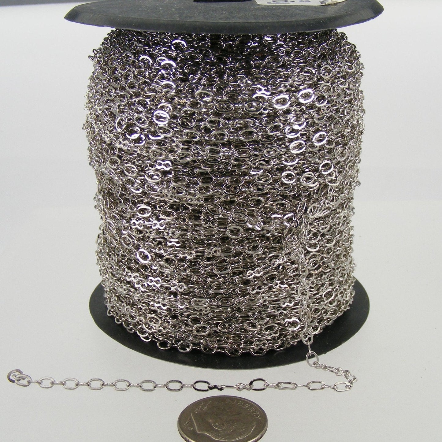 10  ft spool of Rhodium SOLDERED Figure 8 Connector Chain - 4x3mm links - 843F