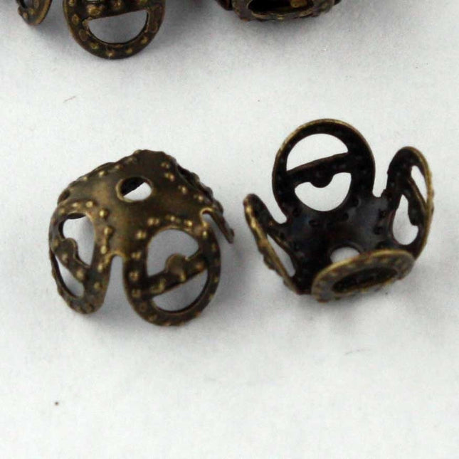 100 pcs of Antique Brass Finished Filigree beads cap 8mm