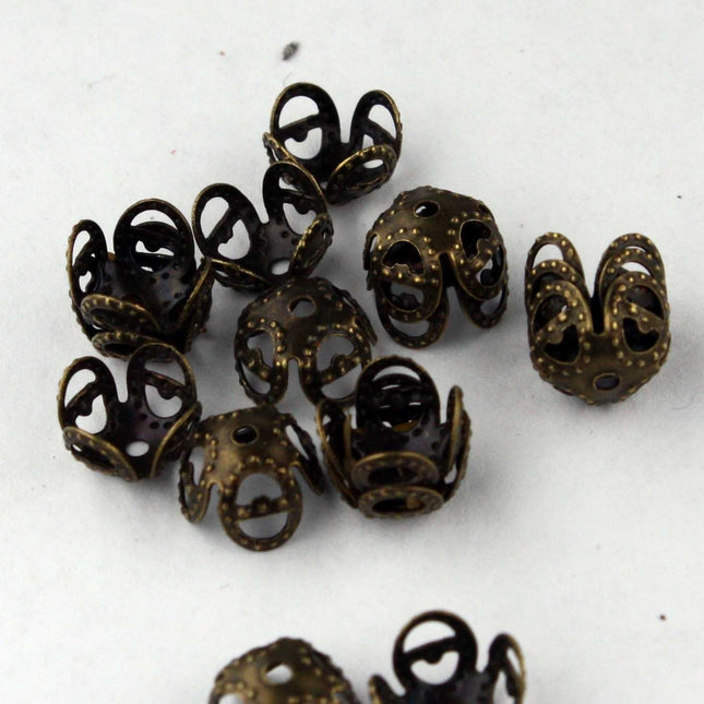 100 pcs of Antique Brass Finished Filigree beads cap 8mm