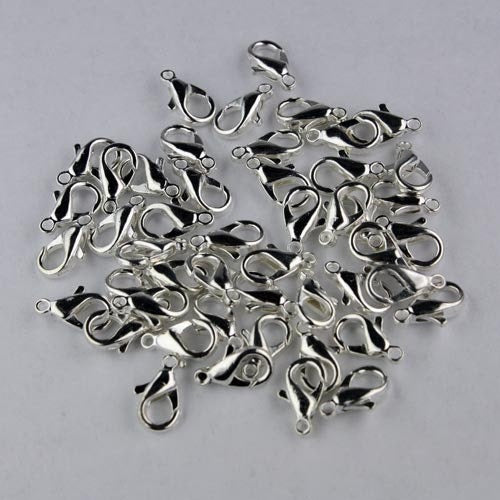 30 pcs of Silver Finished on NEW Alloy Lobster claw clasp - 12X7mm - LOB12A