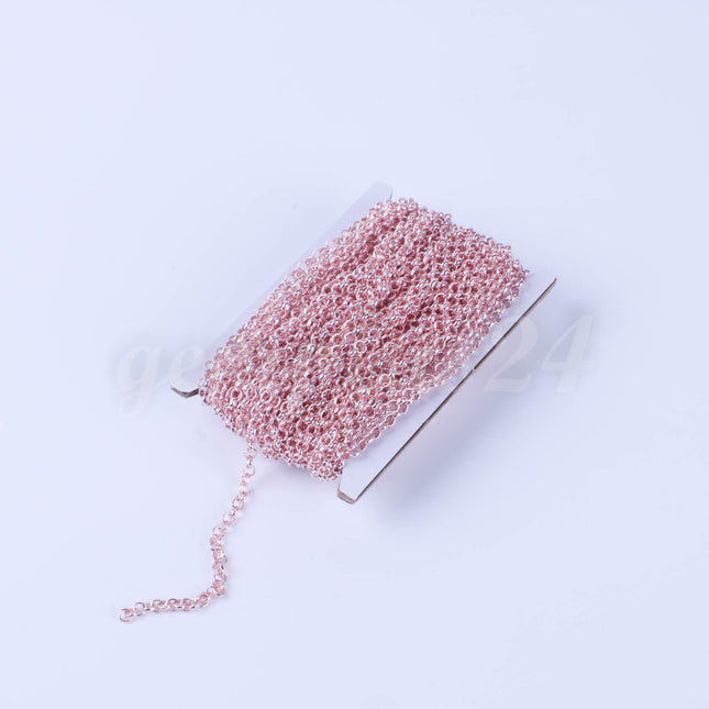 3 feet TARNISH Resistant Tarnish FREE Anti Tarnished Rose Gold Plated Rolo Chain bulk - 3.2mm SOLDERED Link AT3.2BL