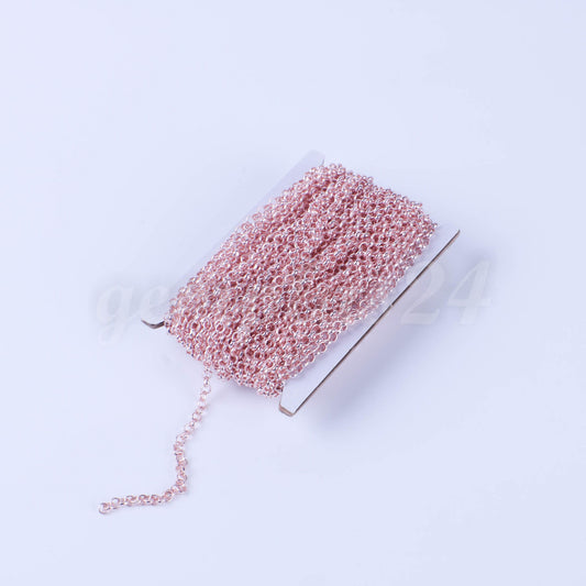 100 feet TARNISH Resistant Tarnish FREE Anti Tarnished Rose Gold Plated Rolo Chain bulk - 3.2mm SOLDERED Link AT3.2BL