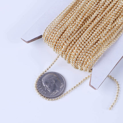 10 feet TARNISH Resistant Tarnish FREE Anti Tarnished 18K Gold Plated Round Micro Ball Chain bulk - 1.2mm FREE 10 connectors - AT12BALL