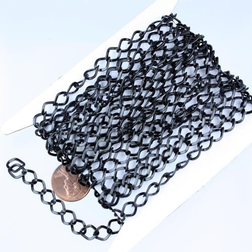 Black Curb Chain Bulk,  3 ft of Big Hammered Curb Chain - 8.7x7.3mm Unsoldered - Necklace Bracelet Wholesale DIY Chain - 8773CU