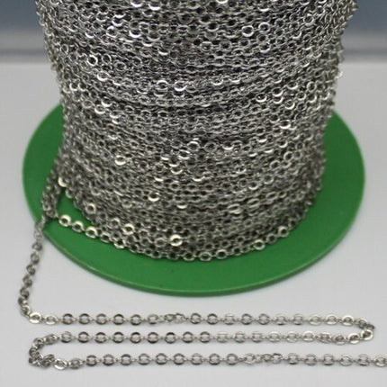 100 ft spool of Antique Silver Finished on Brass Flat Soldered Cable Chain 3.4x2.9mm - 3429F