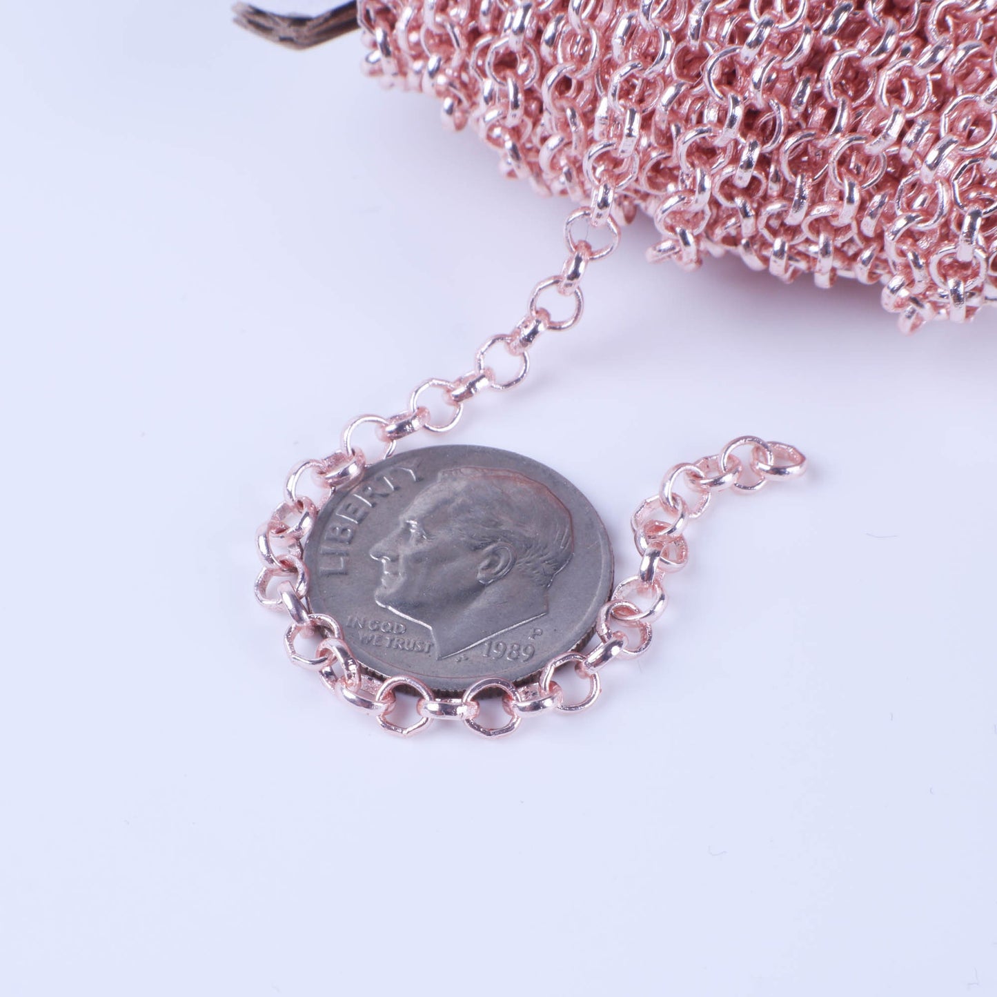 300 feet TARNISH Resistant Tarnish FREE Anti Tarnished Rose Gold Plated Rolo Chain bulk - 3.2mm SOLDERED Link AT3.2BL