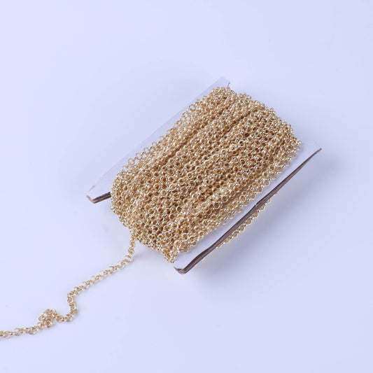 300 feet TARNISH Resistant Tarnish FREE Anti Tarnished 18K Gold Plated Rolo Chain bulk - 3.2mm SOLDERED Link AT3.2BL
