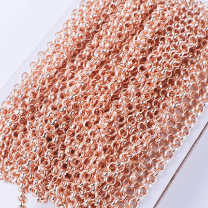 32 feet TARNISH Resistant Tarnish FREE Anti Tarnished Champagne Gold (Pinky Gold) Plated Rolo Chain bulk - 3.2mm SOLDERED Link AT3.2BL