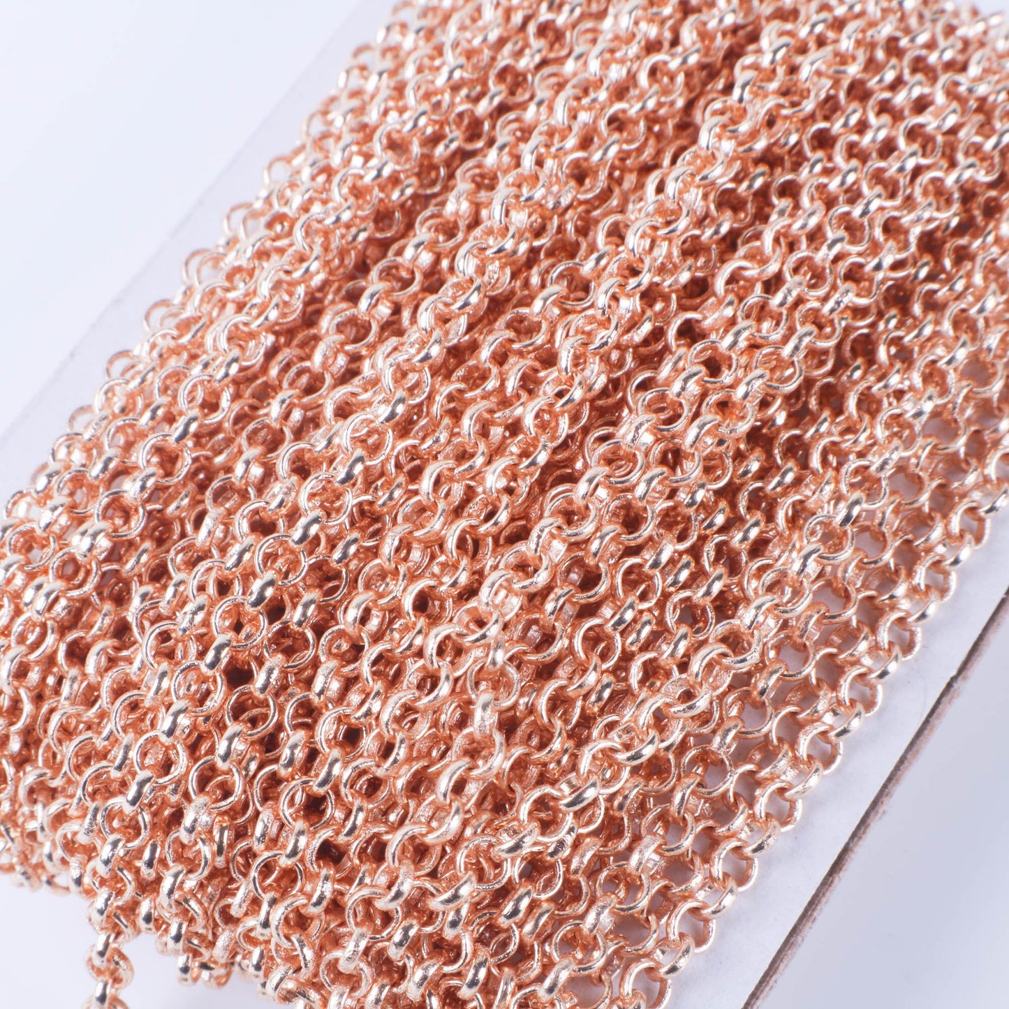32 feet TARNISH Resistant Tarnish FREE Anti Tarnished Champagne Gold (Pinky Gold) Plated Rolo Chain bulk - 3.2mm SOLDERED Link AT3.2BL