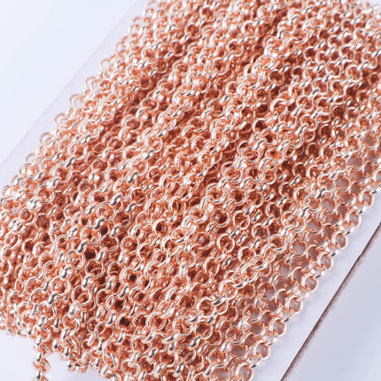 10 feet TARNISH Resistant Tarnish FREE Anti Tarnished Champagne Gold (Pinky Gold) Plated Rolo Chain bulk - 3.2mm SOLDERED Link AT3.2BL
