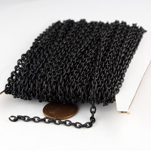 32 ft Black Cable Chain - 4x5mm 19 Gauge (0.9mm) Unsoldered Link - Heavy Strong Cable Chain Bulk Wholesale Chain - 4519CA