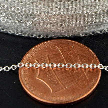 925 SOLID Sterling Silver Chain Bulk, 1.5x1.2mm 0.25mm Thickness Tiny Small Round Cable Soldered Link SOLID Silver - SS1512
