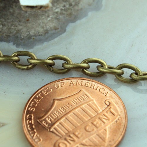 10 ft Antique Brass Cable Chain - 4x5mm 19 Gauge (0.9mm) Unsoldered Link - Antique Bronze Heavy Strong Cable Chain Bulk - 4519CA