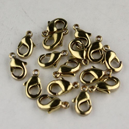 30 pcs of Solid Brass RAW lobster claw clasp 10x5.5mm - Natural Brass Color