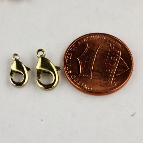 30 pcs of Solid Brass RAW lobster claw clasp 10x5.5mm - Natural Brass Color