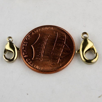 30 pcs of Solid Brass RAW lobster claw clasp 10x5.5mm - Natural Brass Color