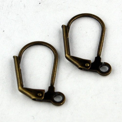 50 Pcs of Antiqued Brass LONG D Lever back Earrings Earwire - 10.5X19mm