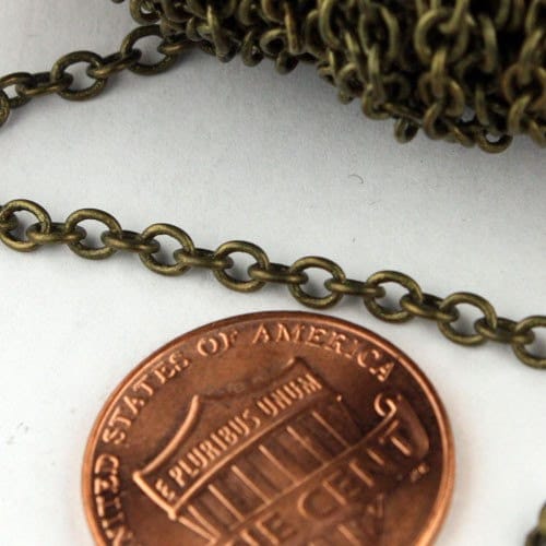 300 feet spool of Antique Brass Finished SOLDERED Cable Chain - 3.2x2.8mm SOLDERED LInk - 3430S