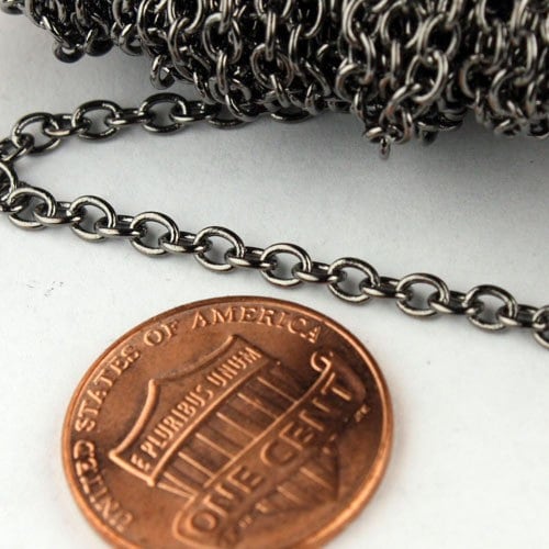 10 ft. of Gunmetal Finished SOLDERED Cable Chain - 3.2x2.8mm SOLDERED LInk - 3430S