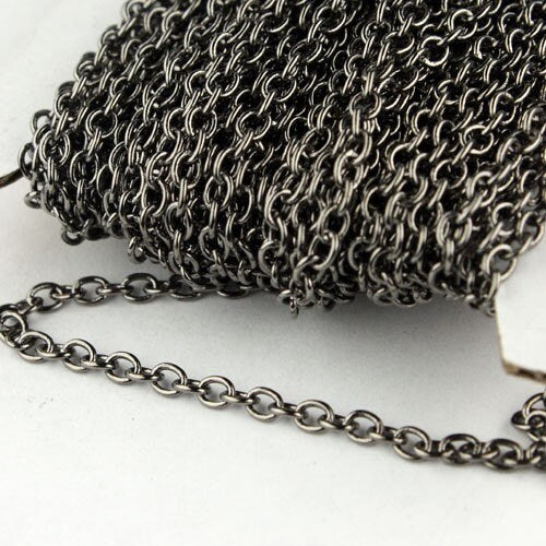 10 ft. of Gunmetal Finished SOLDERED Cable Chain - 3.2x2.8mm SOLDERED LInk - 3430S