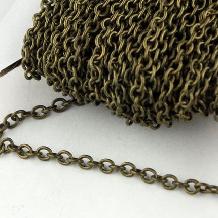 300 feet spool of Antique Brass Finished SOLDERED Cable Chain - 3.2x2.8mm SOLDERED LInk - 3430S