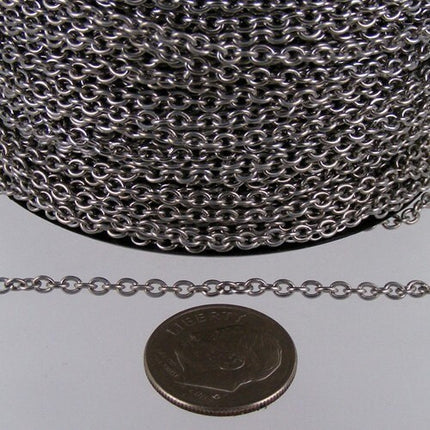 30 feet Stainless Steel Small Cable Chain SOLDERED Small Cable Chain - 3x2.2mm SOLDERED - Bulk Chain Necklace Wholesale DIY Jewelry Chain