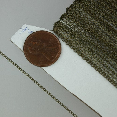 Antique Bronze Chain Bulk, 100 ft of Antiqued Brass Tiny Round SOLDERED Chain Cable Chain 2.0x1.4mm, Wholesale Necklace Chain Bulk  - 2014S