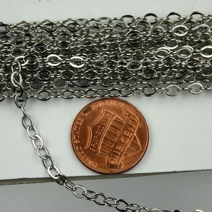 32 ft of Antique Silver finished brass cable Chain - 4X3.5mm SOLDERED link  - 435F