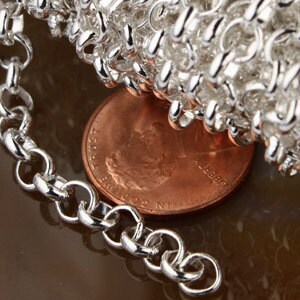 Sterling Silver Plated Rolo Chain bulk, 12 ft of Rolo Cable Chain 4.7mm - Unsoldered Links - - 47ROLO