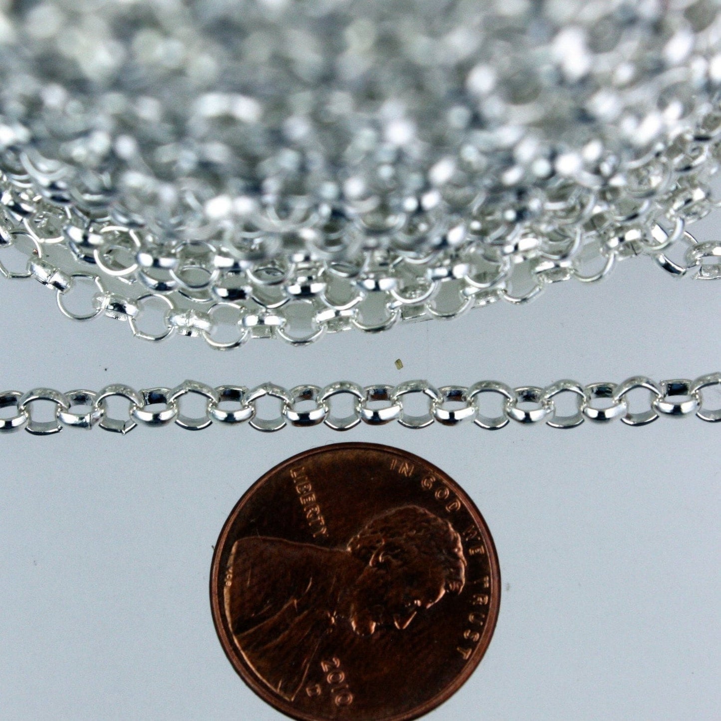 12 feet Sterling Silver Plated Rolo Chain bulk, Cable Chain 3.2mm - Unsoldered Links -  Bulk Jewerly Chain