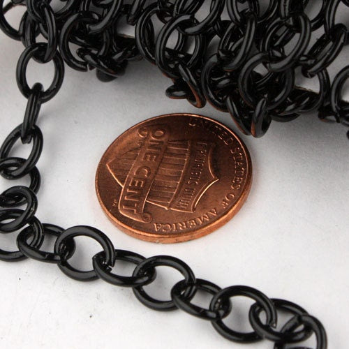 Chunky Fashion Chain 10 ft of Black Finished Big Heavy Cable chain - 7.8x6.3mm 1.2mm unsoldered links - 7863CA