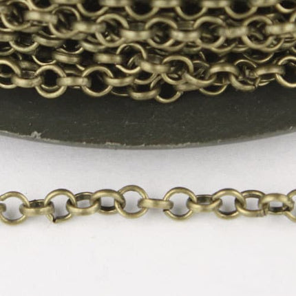 32 ft of Rolo Brass Bronze Cable Chain 2.5mm - Unsoldered Links -  Wholesale Bulk Jewelry - 25ROLO