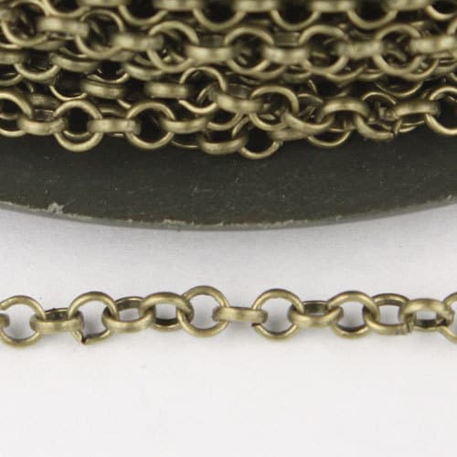 32 ft of Rolo Brass Bronze Cable Chain 2.5mm - Unsoldered Links -  Wholesale Bulk Jewelry - 25ROLO