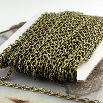 10 ft Antique Brass Cable Chain - 4x5mm 19 Gauge (0.9mm) Unsoldered Link - Antique Bronze Heavy Strong Cable Chain - 4519CA
